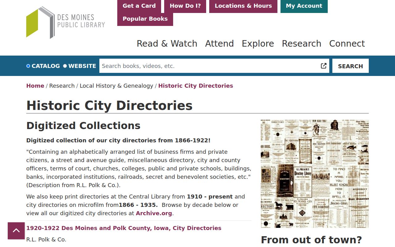 Ankeny city directory research through the DMPL collection