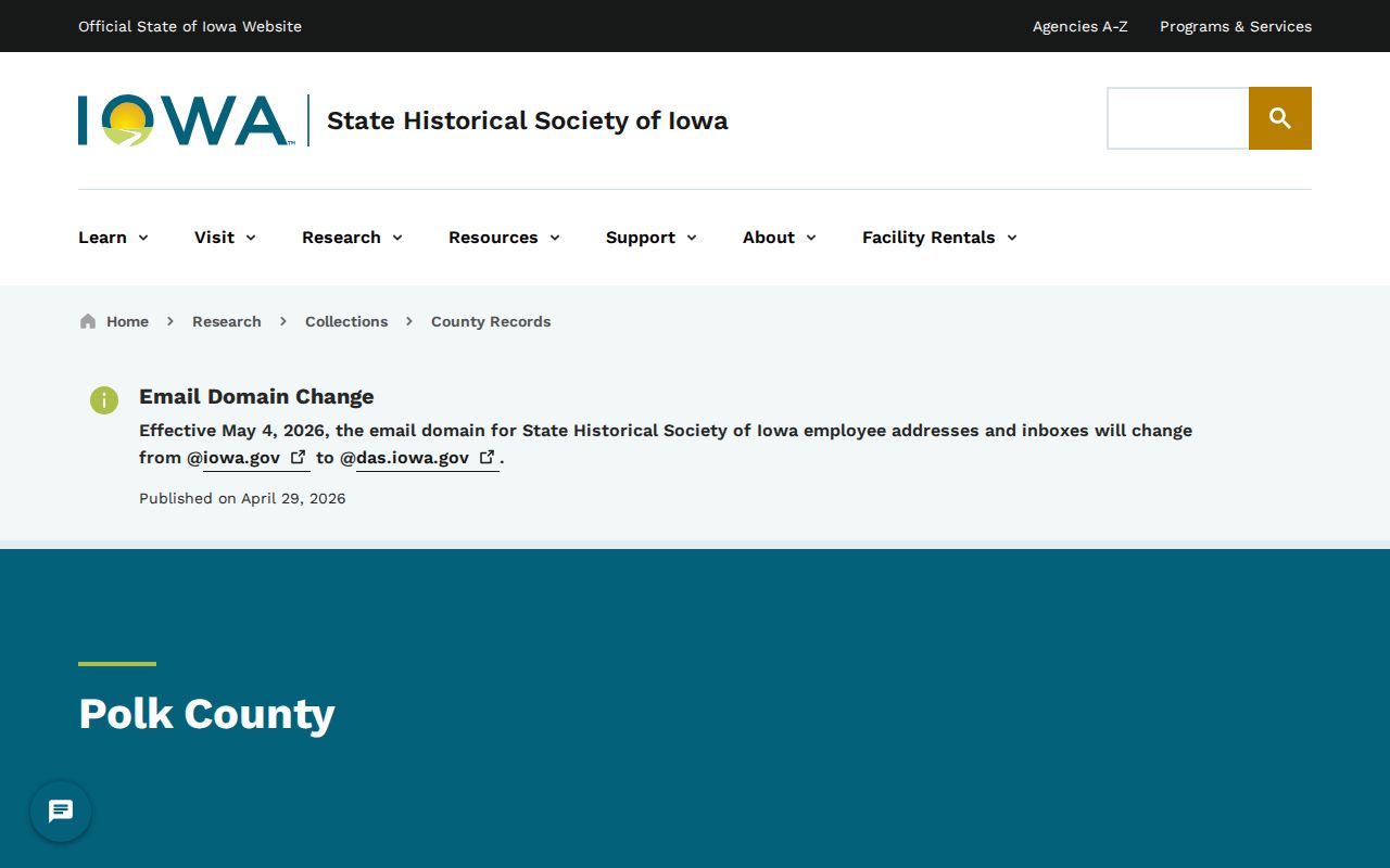 State Historical Society of Iowa Polk County records inventory for Ankeny address history