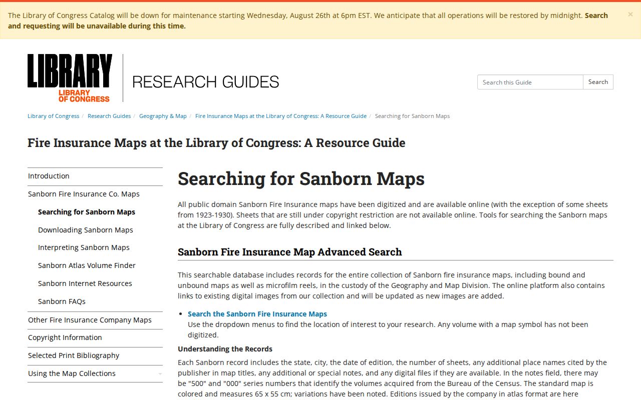 Library of Congress Sanborn map search guidance for Ankeny house-history research