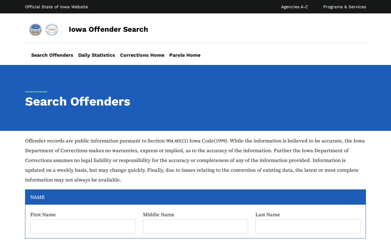 Ankeny resident lookup through Iowa DOC search