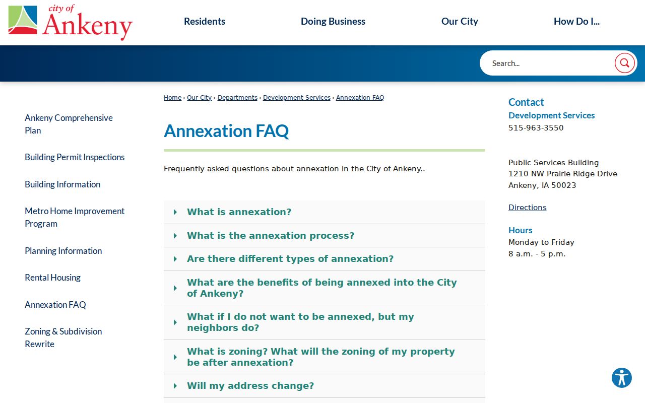 Ankeny ZIP code directory annexation FAQ